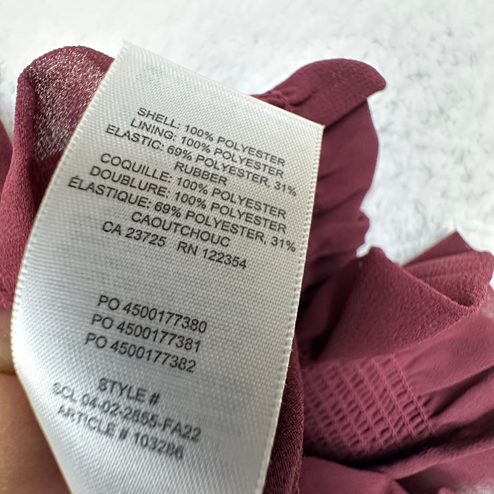Wilfred Smocked Blouse Burgundy Long‎ Sleeve Sheer Puff Sleeve Women's S - Picture 7 of 13